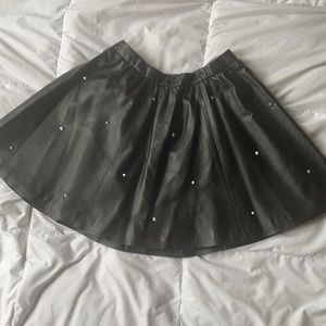 H&M Black studded Leather Skirt